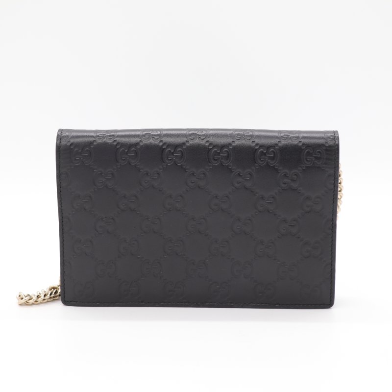 Gucci 古馳 Guccissima Bow 蝴蝶結 黑色牛皮  WOC 斜挎包-3