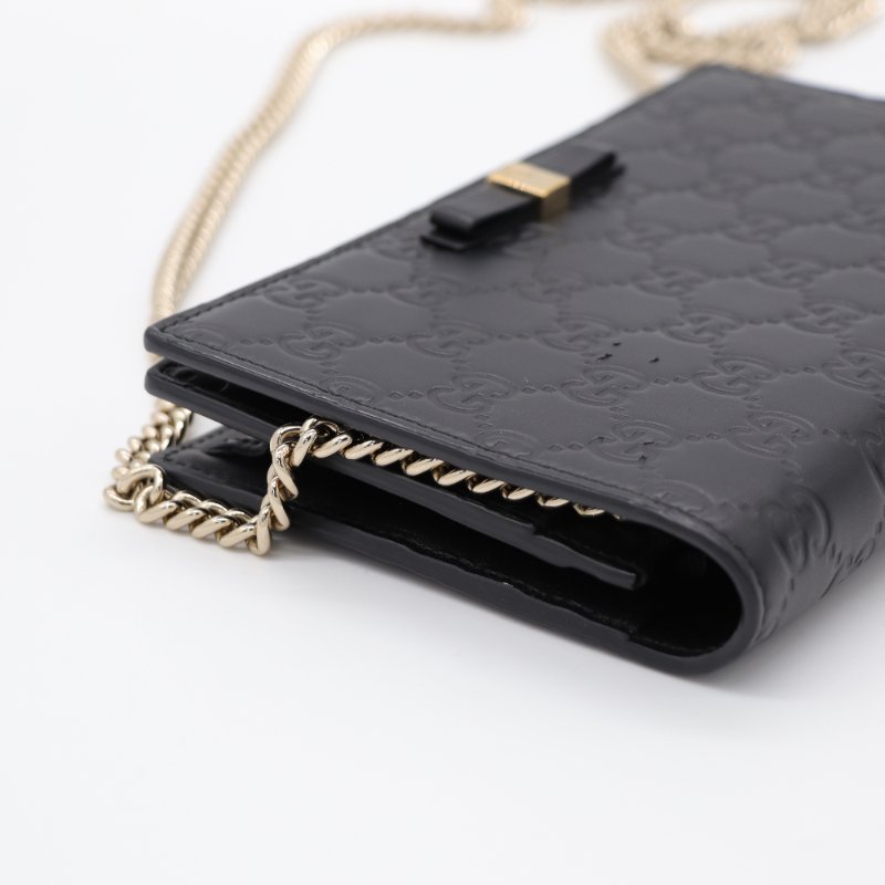 Gucci 古馳 Guccissima Bow 蝴蝶結 黑色牛皮  WOC 斜挎包-4