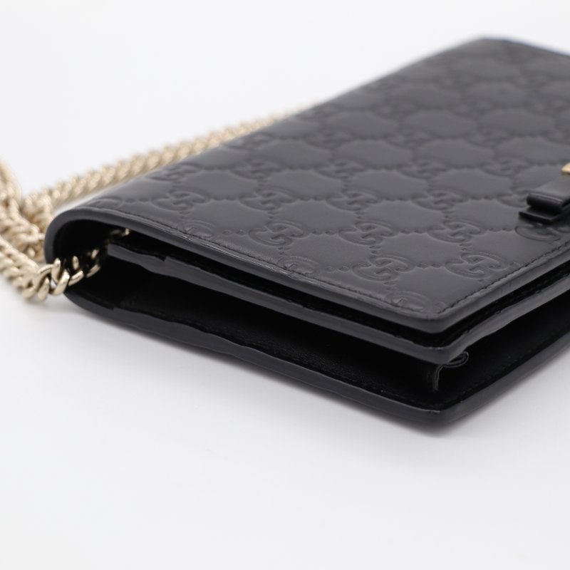 Gucci 古馳 Guccissima Bow 蝴蝶結 黑色牛皮  WOC 斜挎包-5