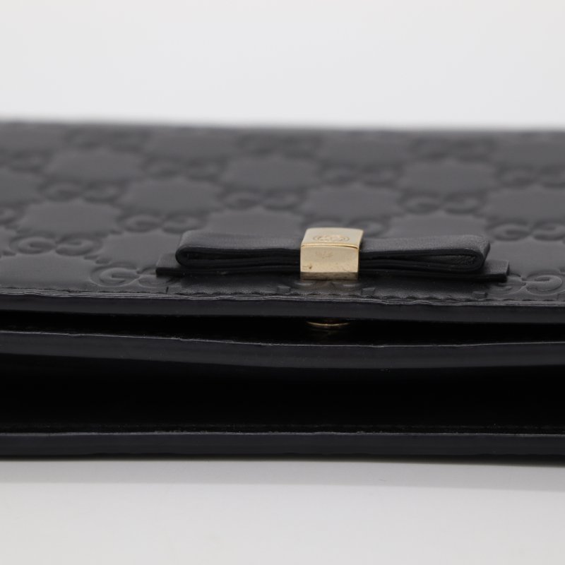 Gucci 古馳 Guccissima Bow 蝴蝶結 黑色牛皮  WOC 斜挎包-6