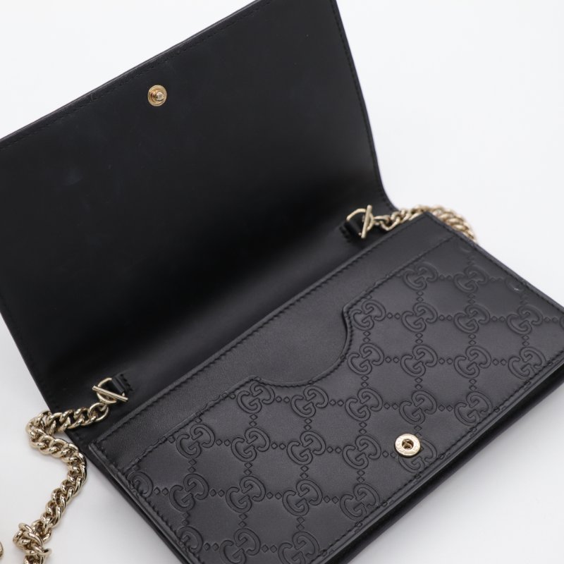 Gucci 古馳 Guccissima Bow 蝴蝶結 黑色牛皮  WOC 斜挎包-9