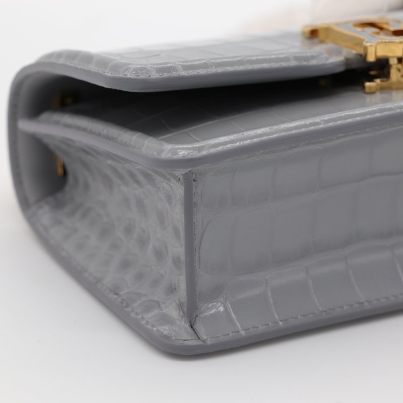 （超級新♥️可送禮）Burberry 博柏利 Croc TB 灰色牛皮 金色鏈條 斜挎包 豆腐包-6