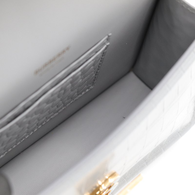 （超級新♥️可送禮）Burberry 博柏利 Croc TB 灰色牛皮 金色鏈條 斜挎包 豆腐包-14