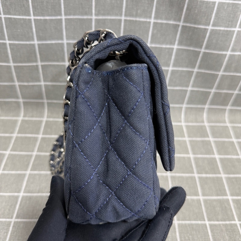 Chanel • 稀有大Logo海軍藍牛仔銀釦Cf 鏈條包 有卡✔️-7
