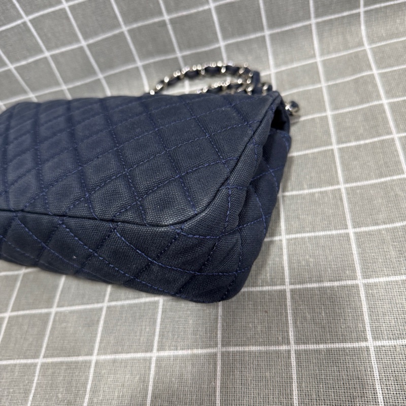 Chanel • 稀有大Logo海軍藍牛仔銀釦Cf 鏈條包 有卡✔️-13