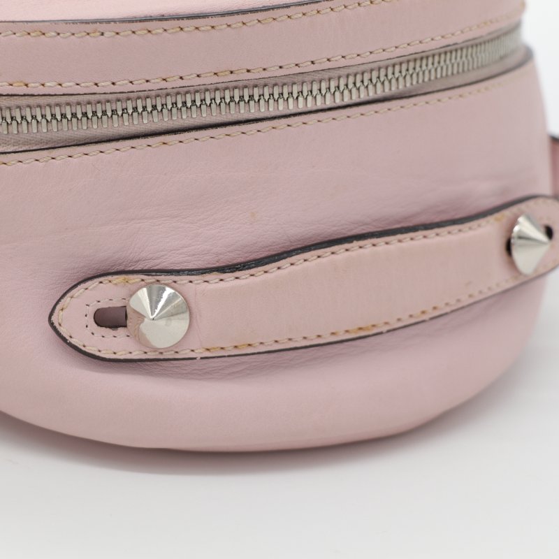 Fendi 芬迪  彩色鉚釘 粉紅色 牛皮 銀扣 手挽 肩背 兩用袋-10