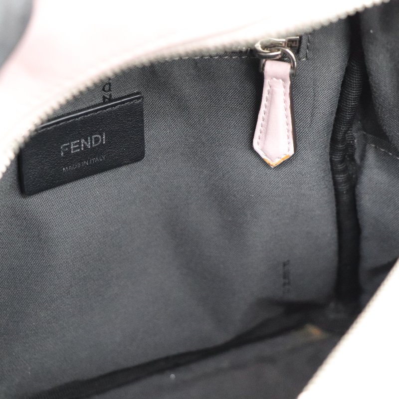 Fendi 芬迪  彩色鉚釘 粉紅色 牛皮 銀扣 手挽 肩背 兩用袋-11
