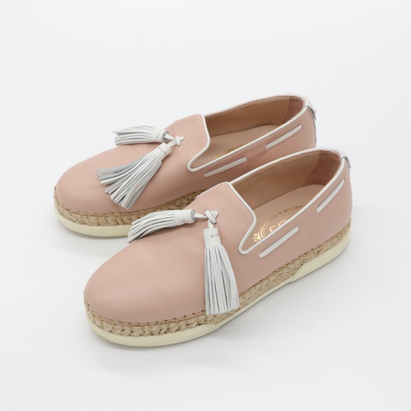 Tod's 粉色 皮革 流蘇 平底鞋 EU37-1