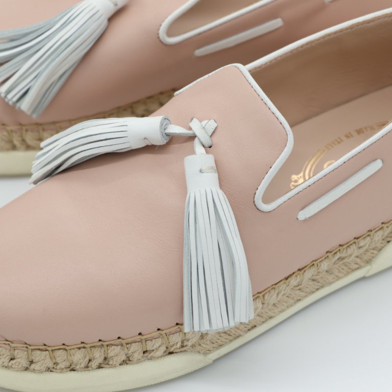 Tod's 粉色 皮革 流蘇 平底鞋 EU37-2