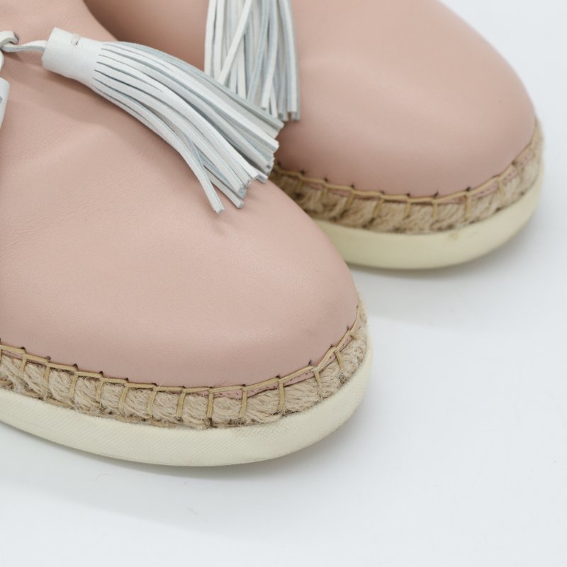 Tod's 粉色 皮革 流蘇 平底鞋 EU37-4