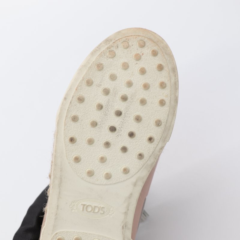 Tod's 粉色 皮革 流蘇 平底鞋 EU37-6