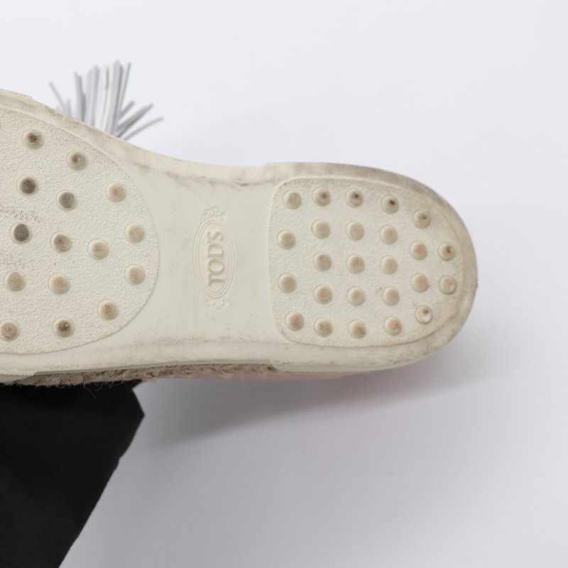 Tod's 粉色 皮革 流蘇 平底鞋 EU37-7