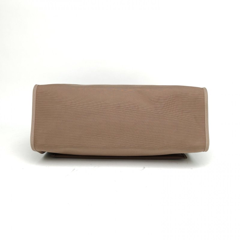 HERMES Herbag39大象灰帆布/Hunter牛皮A刻銀扣肩背包-4