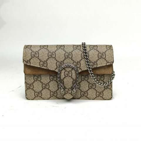 GUCCI Dionysus酒神超Mini16.5老花PVC銀扣肩背包