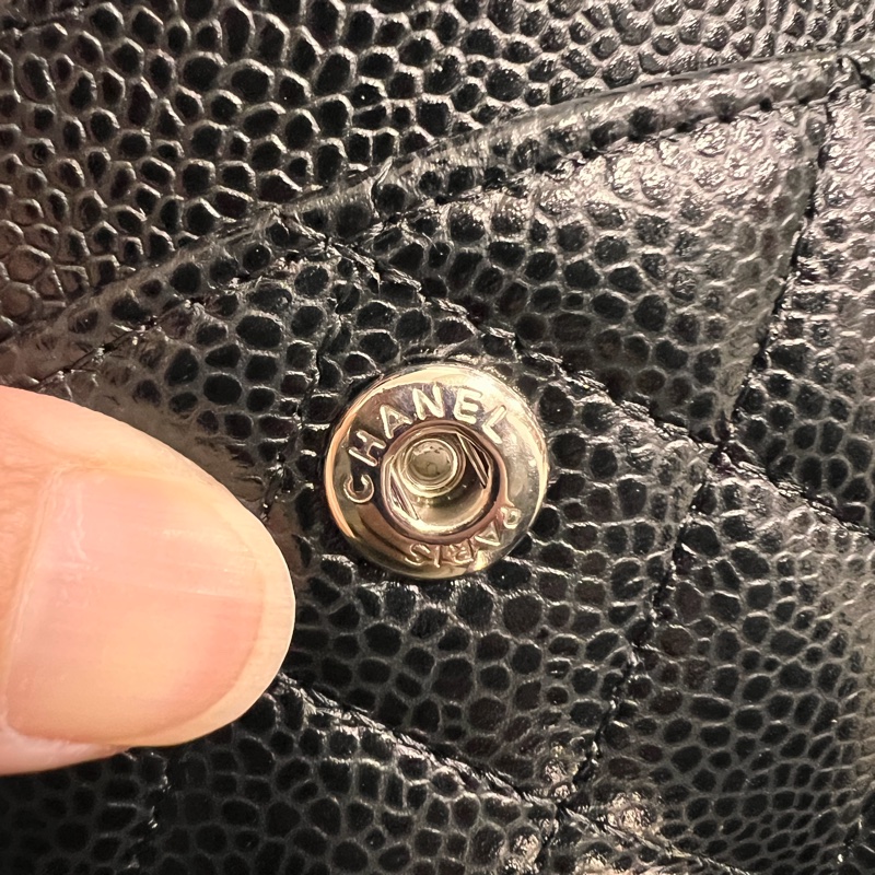 Chanel 香奈兒 coco23公分黑銀荔枝口蓋包23cm-12