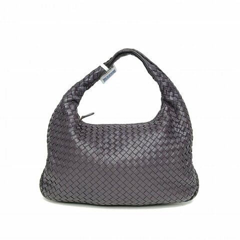 BOTTEGA VENETA 深灰羊皮銀扣BV腋下包和尚包38肩背包
