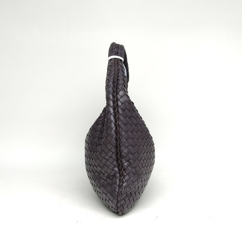 BOTTEGA VENETA 深灰羊皮銀扣BV腋下包和尚包38肩背包-3