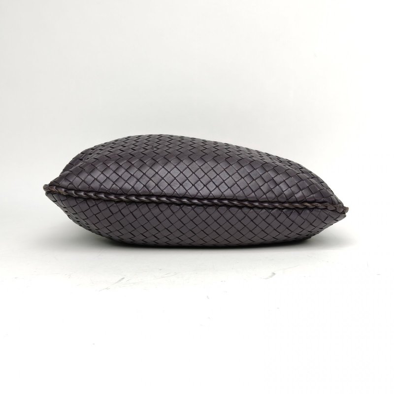 BOTTEGA VENETA 深灰羊皮銀扣BV腋下包和尚包38肩背包-4