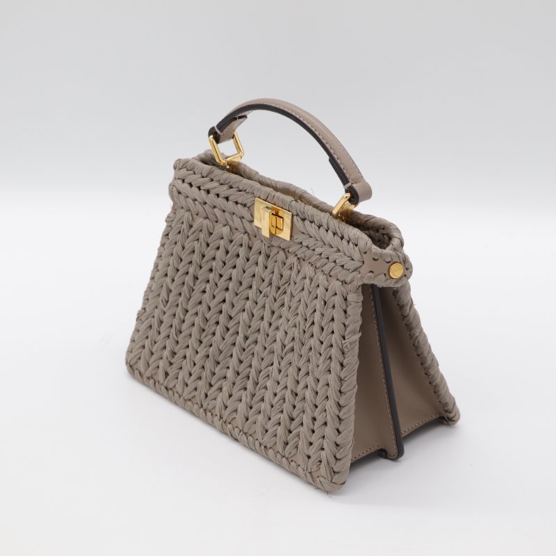 Fendi 芬迪 Petite Peekaboo I SEE U 編織小牛皮 Nappa 灰褐色 手提包 斜挎包-2