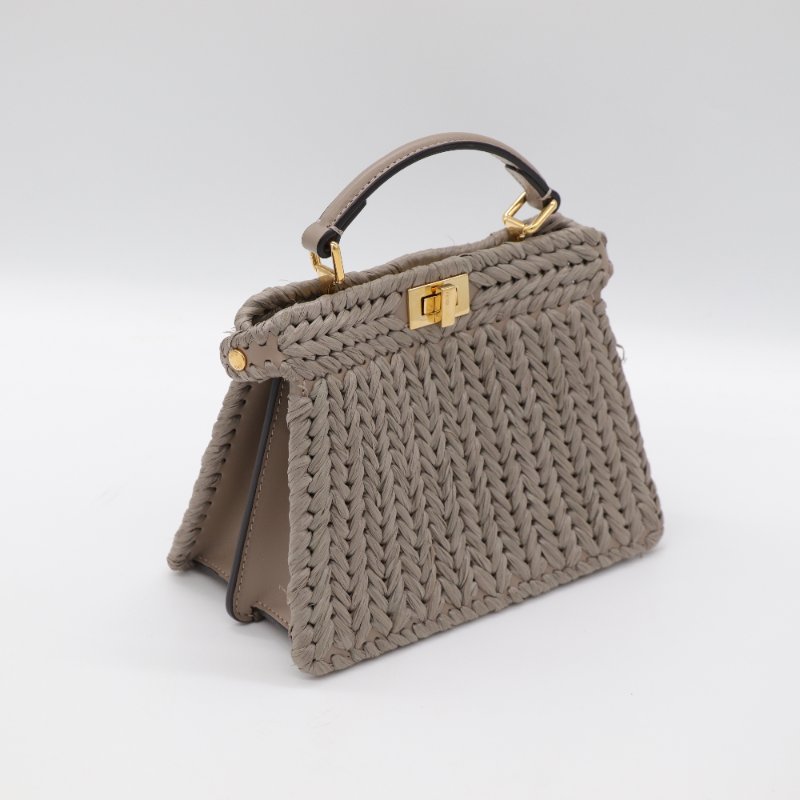 Fendi 芬迪 Petite Peekaboo I SEE U 編織小牛皮 Nappa 灰褐色 手提包 斜挎包-3