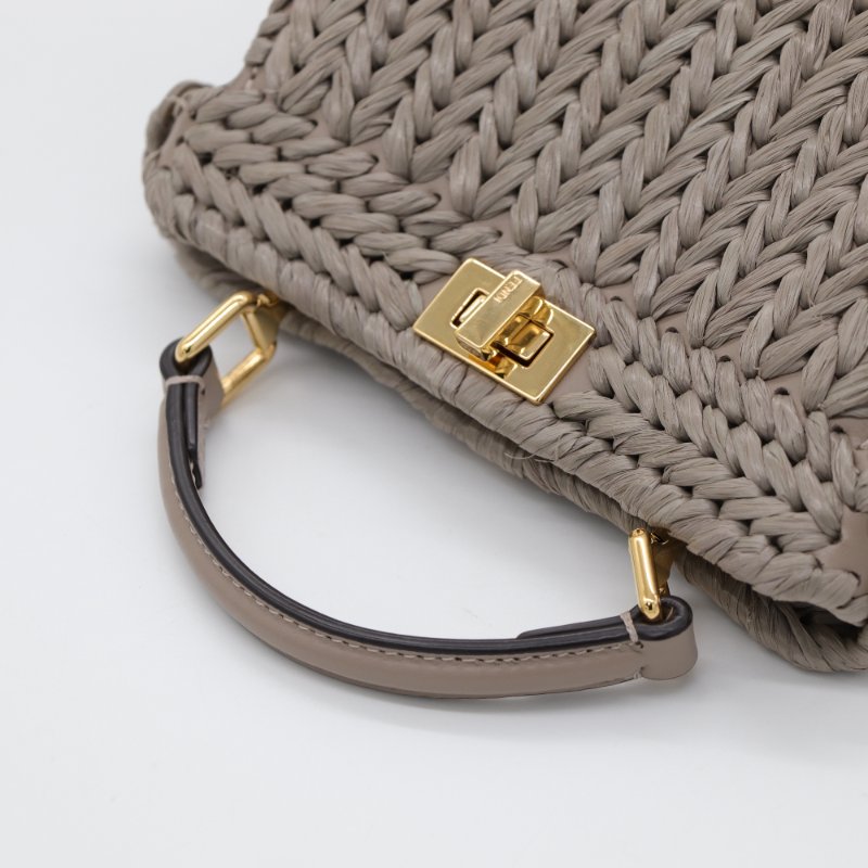 Fendi 芬迪 Petite Peekaboo I SEE U 編織小牛皮 Nappa 灰褐色 手提包 斜挎包-5