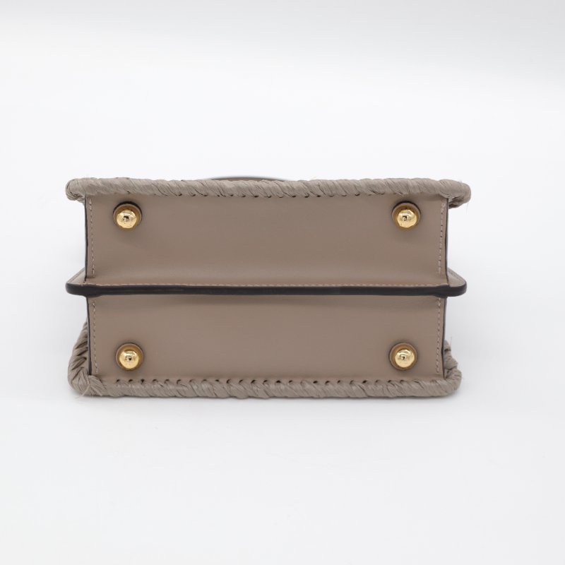 Fendi 芬迪 Petite Peekaboo I SEE U 編織小牛皮 Nappa 灰褐色 手提包 斜挎包-6