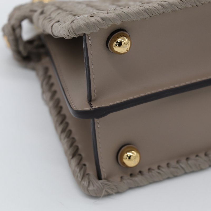 Fendi 芬迪 Petite Peekaboo I SEE U 編織小牛皮 Nappa 灰褐色 手提包 斜挎包-7