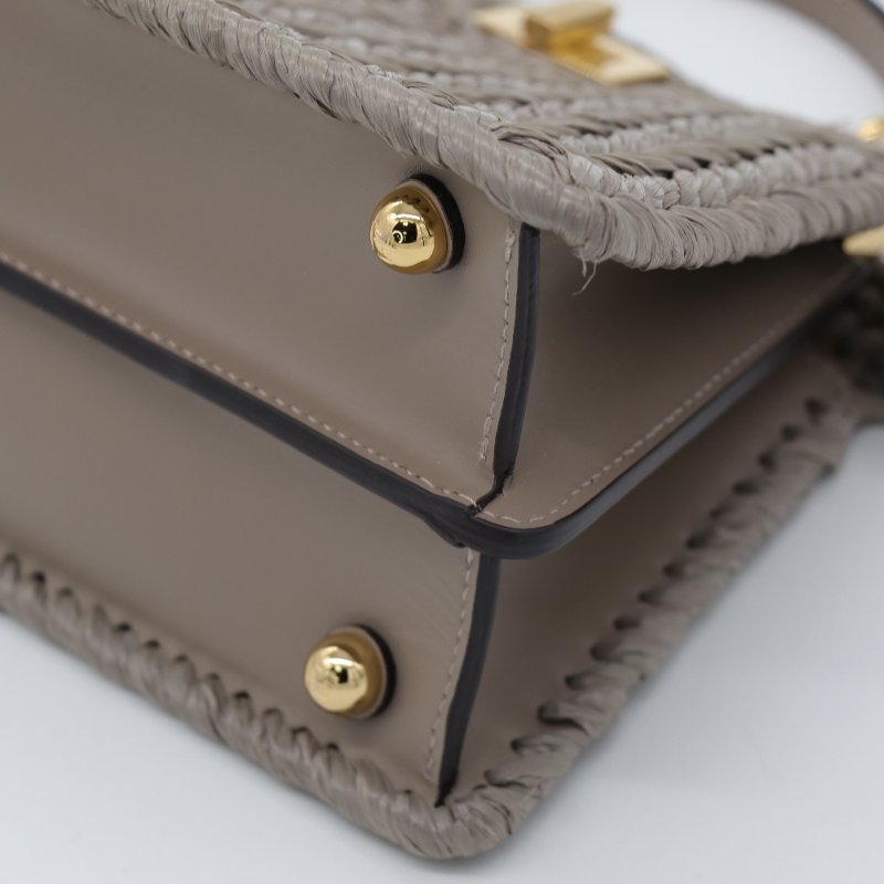 Fendi 芬迪 Petite Peekaboo I SEE U 編織小牛皮 Nappa 灰褐色 手提包 斜挎包-8