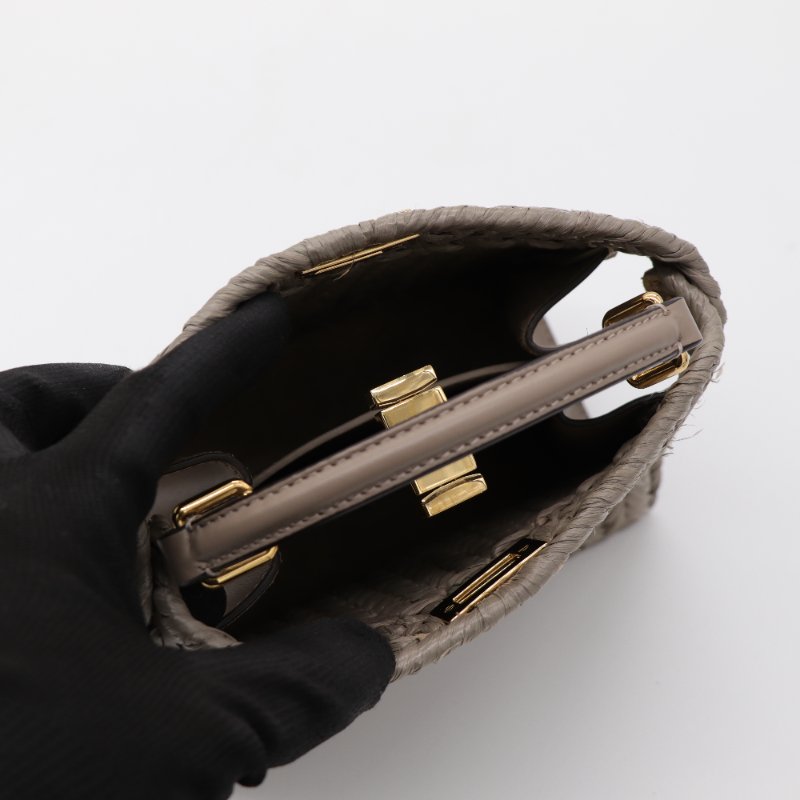 Fendi 芬迪 Petite Peekaboo I SEE U 編織小牛皮 Nappa 灰褐色 手提包 斜挎包-11