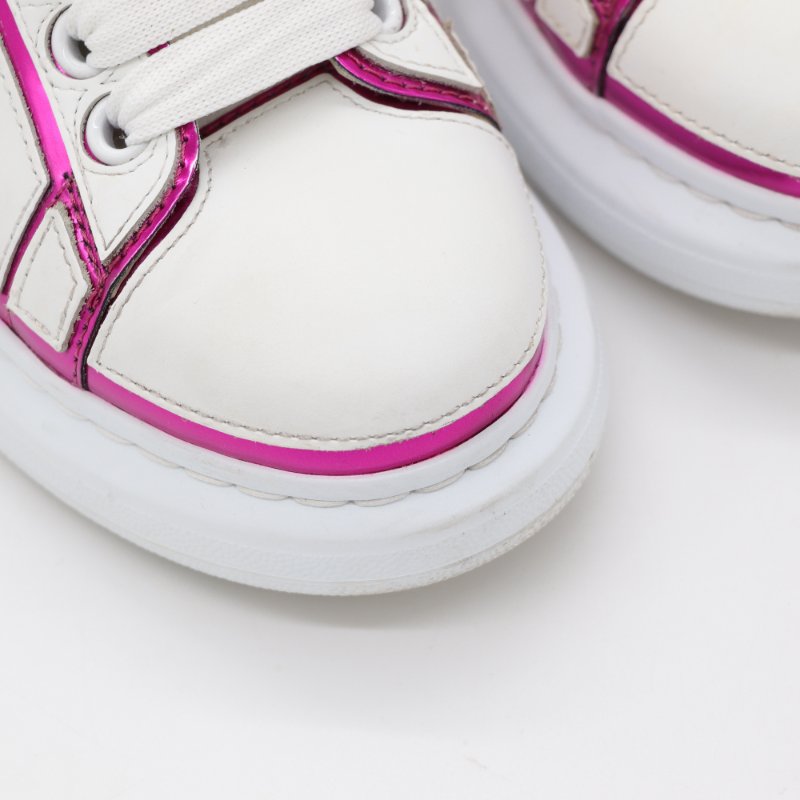 Alexander McQueen 白色 皮革 紫色邊飾 平底鞋 休閒鞋 EU37-1