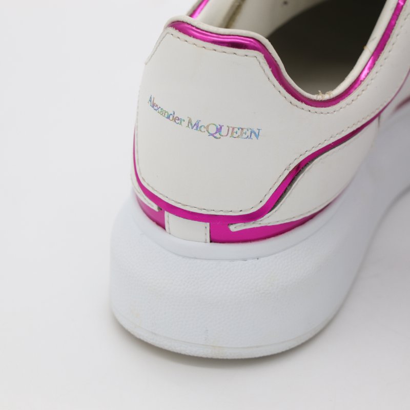 Alexander McQueen 白色 皮革 紫色邊飾 平底鞋 休閒鞋 EU37-4