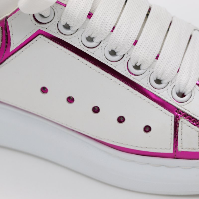 Alexander McQueen 白色 皮革 紫色邊飾 平底鞋 休閒鞋 EU37-7