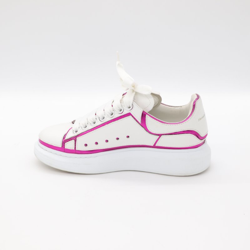 Alexander McQueen 白色 皮革 紫色邊飾 平底鞋 休閒鞋 EU37-10