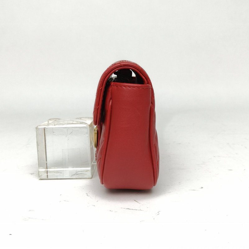GUCCI GGMarmont肩背包超Mini16.5紅色牛皮金扣肩背包-1