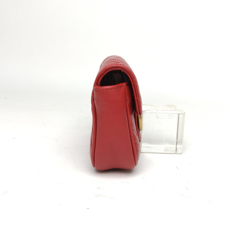 GUCCI GGMarmont肩背包超Mini16.5紅色牛皮金扣肩背包-3