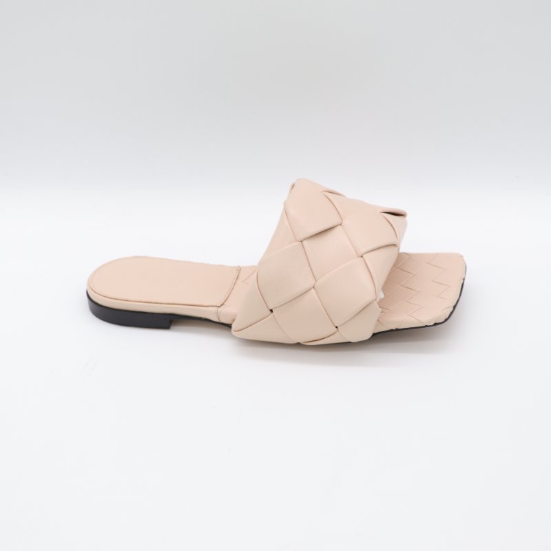 （超級新♥️未穿出門）Bottega Veneta 寶緹嘉 裸粉色 編織牛皮 平底 拖鞋 EU36.5-1