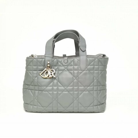 DIOR Toujours手提單肩包中號28.5灰色牛皮金扣2023肩背包
