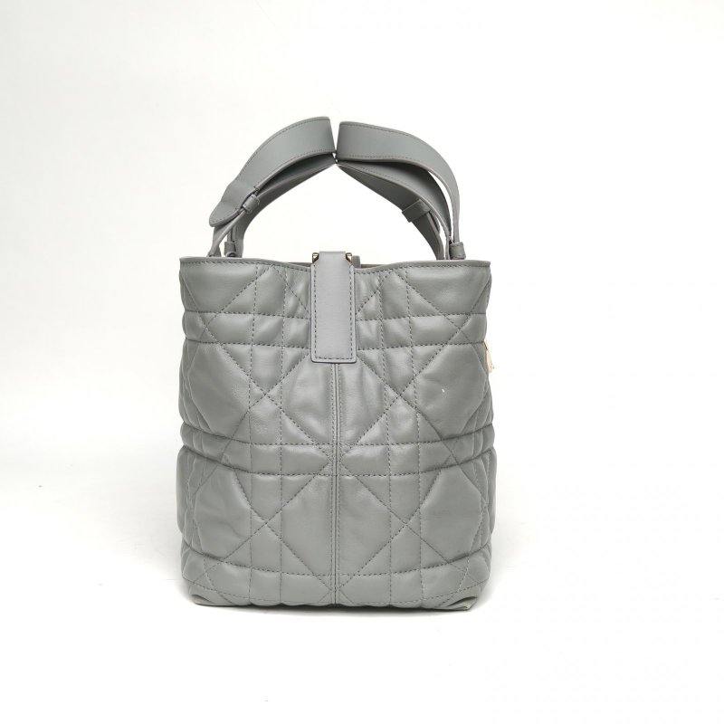 DIOR Toujours手提單肩包中號28.5灰色牛皮金扣2023肩背包-3
