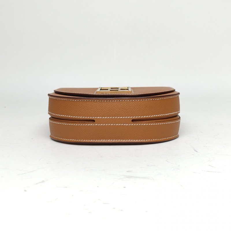 HERMES Mosaique馬賽克小號17金棕色Epsom皮Z刻金扣肩背包-4