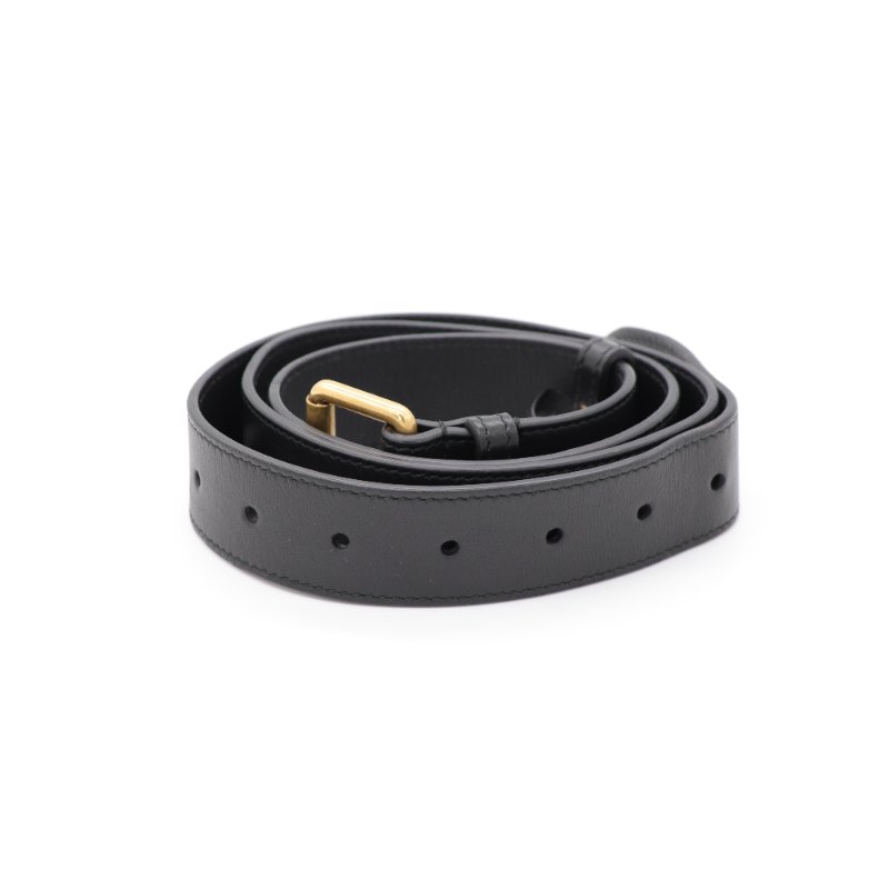 Gucci 古馳 Marmont 黑色牛皮 金釦 腰包 斜挎背包-8