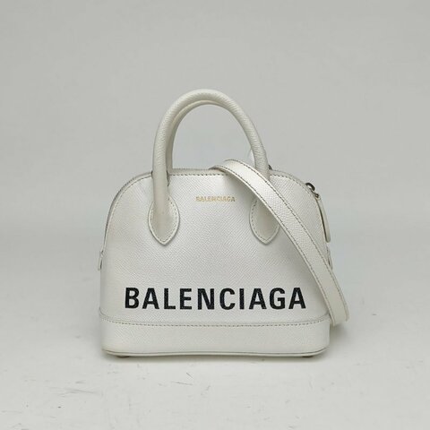 BALENCIAGA 白色牛皮logo手提貝殼包mini肩背包
