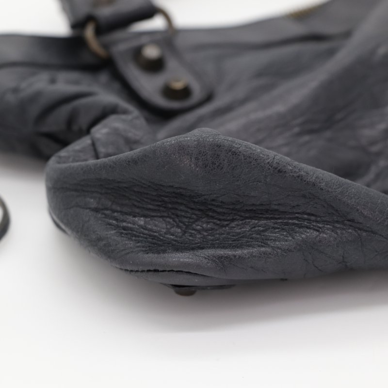 Balenciaga 巴黎世家 機車包 黑色羊皮 手提包 單肩包-6