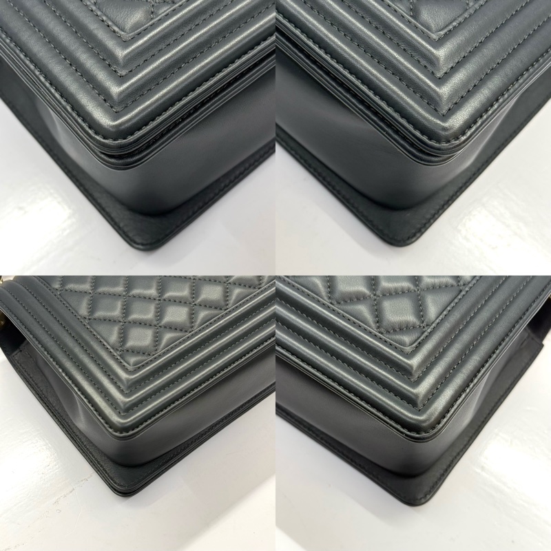 CHANEL 香奈兒 灰藍羊皮BOY 25CM 肩背斜背包（無卡）-3