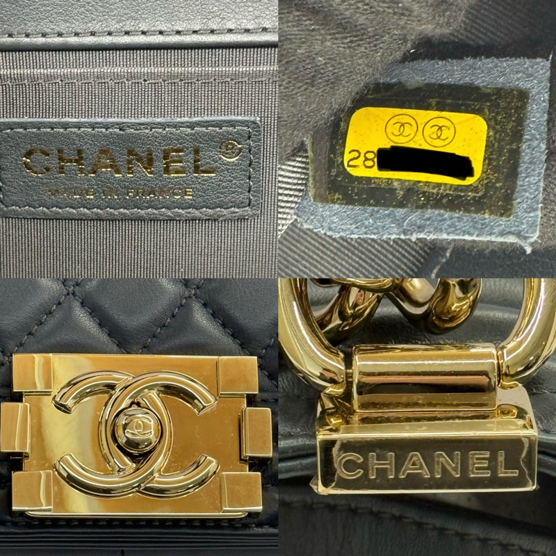 CHANEL 香奈兒 灰藍羊皮BOY 25CM 肩背斜背包（無卡）-7