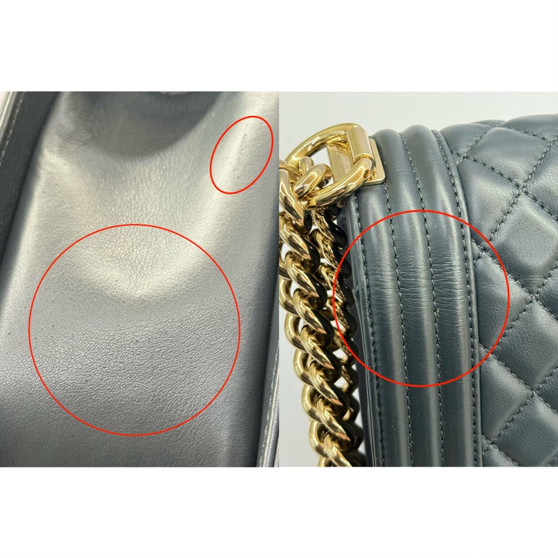 CHANEL 香奈兒 灰藍羊皮BOY 25CM 肩背斜背包（無卡）-8