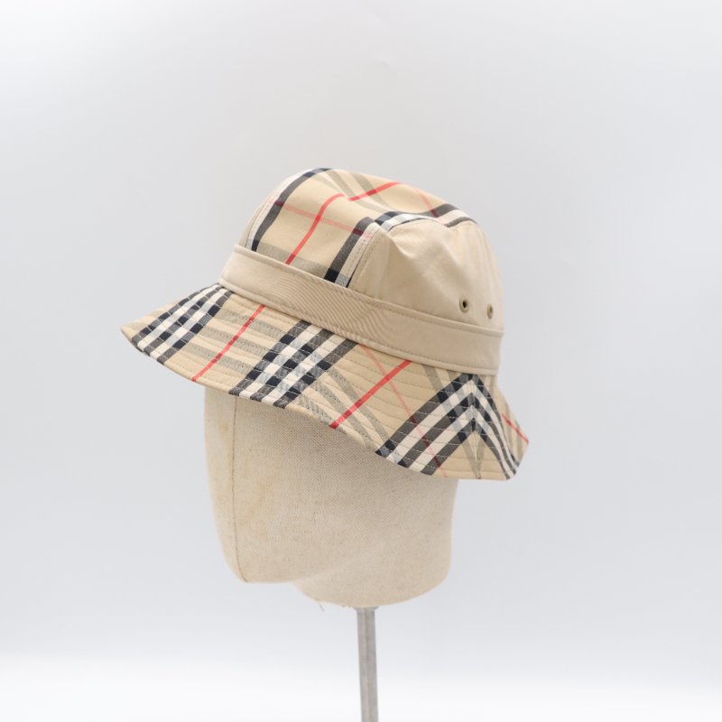 Burberry 博柏利 卡其色 格紋 漁夫帽 帽子 M 號-1