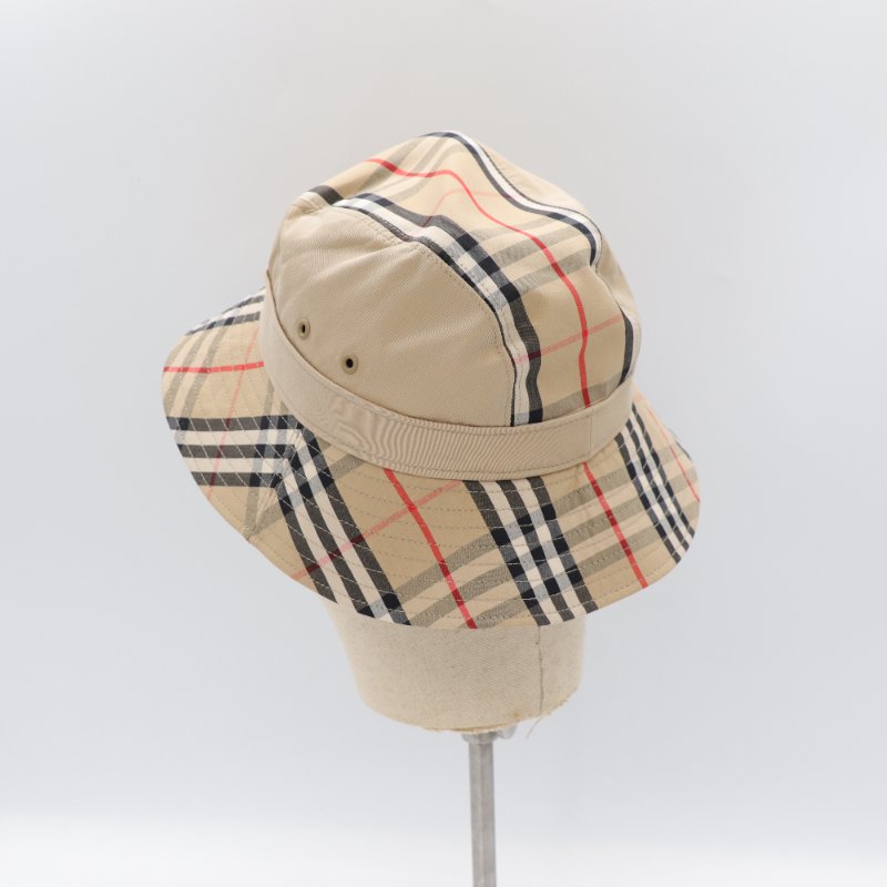 Burberry 博柏利 卡其色 格紋 漁夫帽 帽子 M 號-3