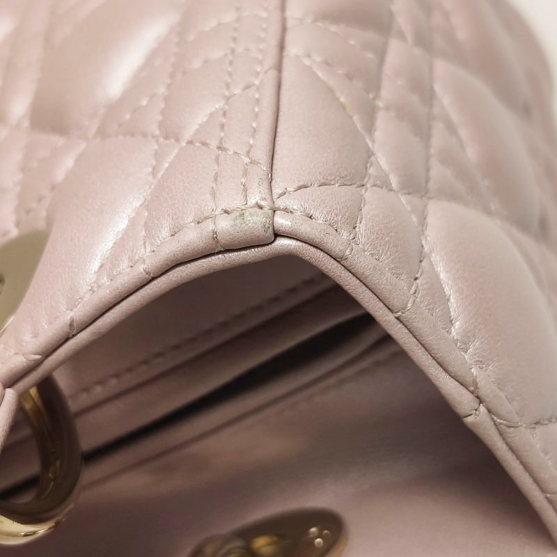 Dior Lady Dior戴妃包款中型羊皮藤格紋字母Logo吊飾單肩包-21