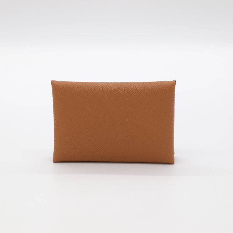 Hermès 愛馬仕 Calvi 金棕色 Epsom 牛皮 銀扣 卡包 W刻-3