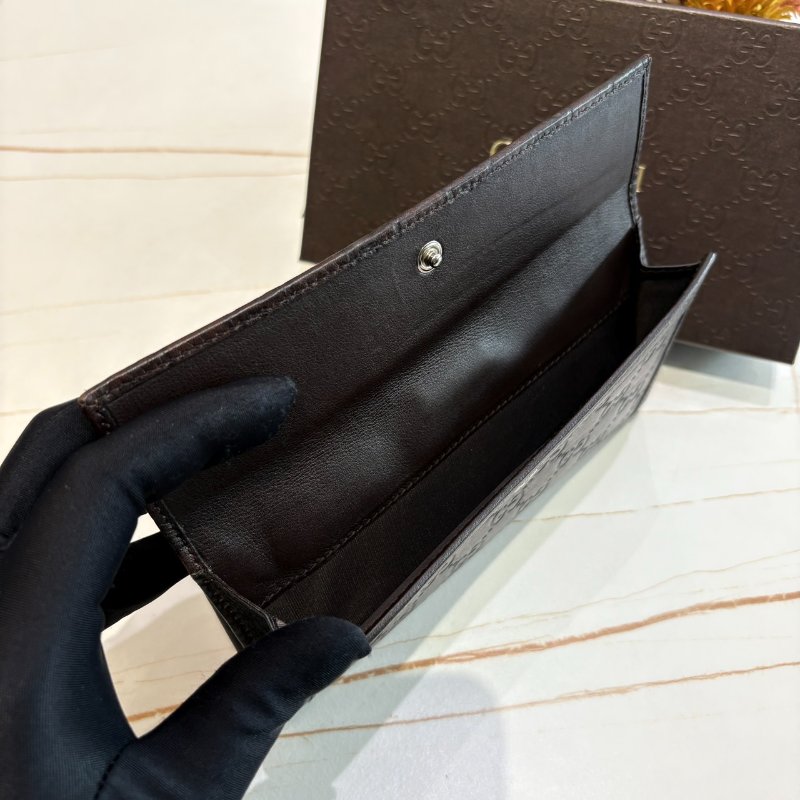 *SHIHNA名牌精品* GUCCI GG 牛皮咖色壓紋長夾-6